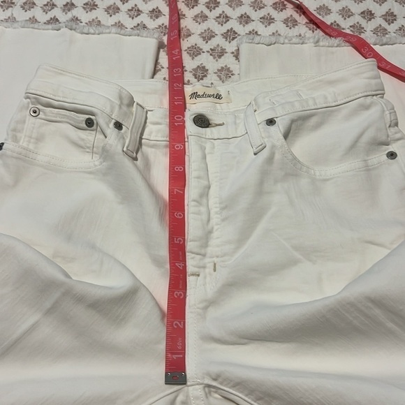 Madewell Cali Demi Boot Jeans in Pure White Denim Raw Hem Edition Size 29 - Picture 16 of 17